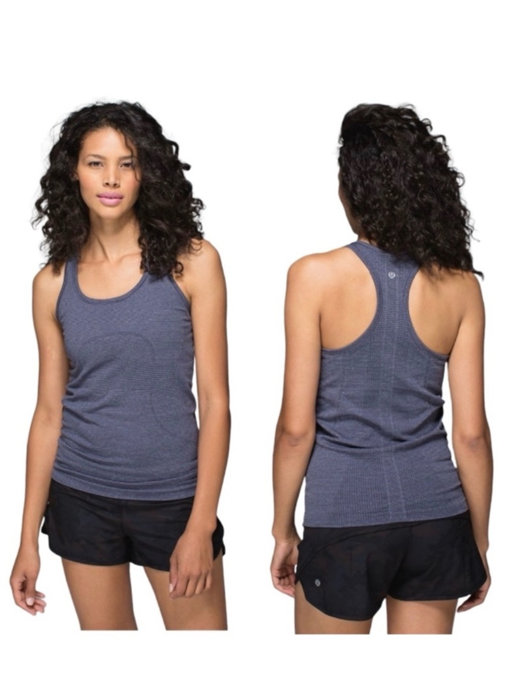 lululemon athletica Gray/Dark Blue Striped Racerback Tank